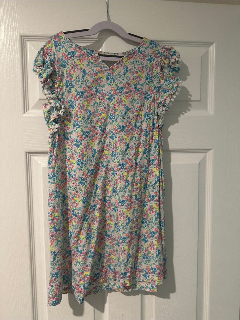 Janie and Jack White Floral Ruffle-Sleeve Casual Dress